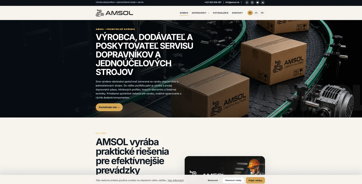 Ukážka webu AMSOL