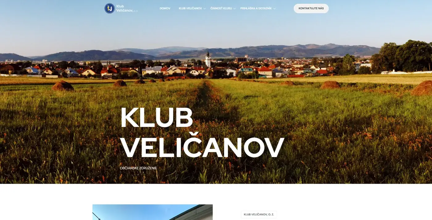 Ukážka webu Klub Veličanov