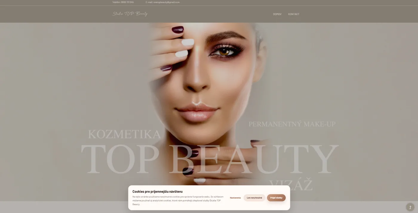Ukážka webu Studio TOP Beauty